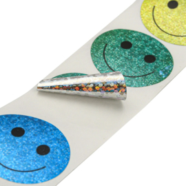 1 rol 500 stickers Wensetiket zegel rond 25mm Smile