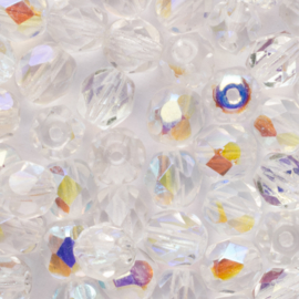 15 x  ronde Tsjechische kralen facet kristal 6mm kleur: transparant Gat c.a.: 1 mm