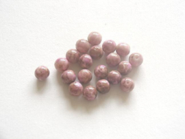 20 stuks  Ronde Roze-lila gemaleerde kraal 8 mm Gat: 1 mm