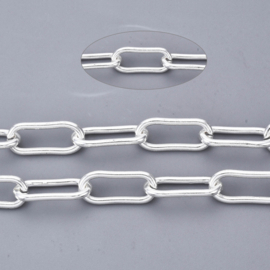 50 cm RVS Paperclip ketting ovaal gesoldeerd 17 x 7 x2 mm Zilver kleur