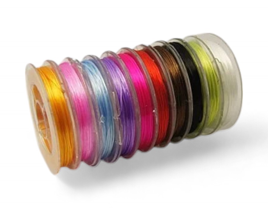 10 x Rollen Transparant Elastiek Mix Kleuren – 0,8 mm ca. 10 meter per rol