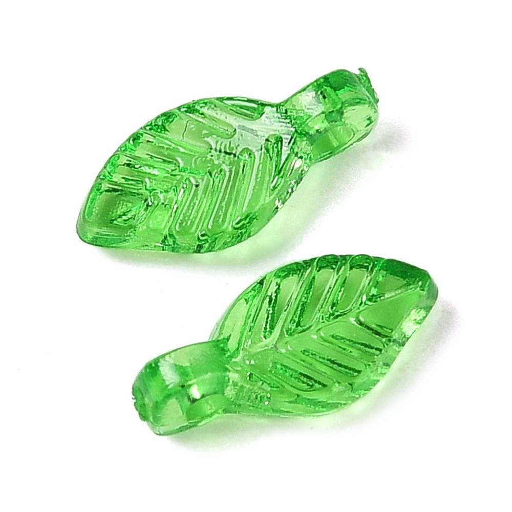 50 x Acryl blaadjes – gemengde groentinten – 10,5 x 5 x 3,5 mm – gat ca. 1,2 mm