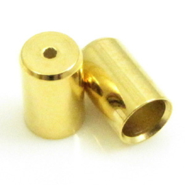 1 x DQ metaal Eindkap 6 x 10 mm diameter 5 mm 1,3 rijggat Goud kleur (Nikkelvrij)