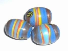 5 x Glaskraal ovaal 18 x 13mm  blauw