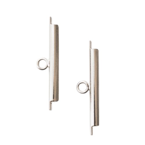 2 x Miyuki Slide End Tubes voor Delica's – platinum kleur 15 x 6 mm Ø 1,6 mm