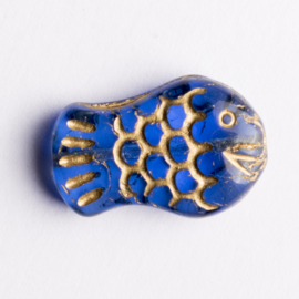 5  x vis kraal 19x12x6 mm kleur: blauw gat: 1mm