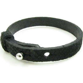 1 x Cuir Armband DQ Suede 8 x 2,2mm Reptiel Zwart