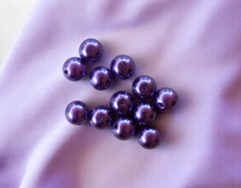 15 x Transparante DQ Glasparel – 10 mm – Kleur Paars – Gat ca. 1 mm