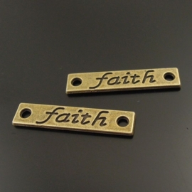 5 x Prachtige tussenzetsel "Faith"  25 x 6 x 2mm Gat: 2mm