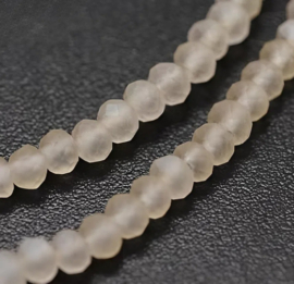 1 x Streng met ca. 147~152 stuks glaskralen facet rondelle briolette kristal – 3 x 2mm, gat 0,8mm – Antique White