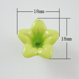 10  x acryl bloem kelk kralen 18 x 18 x 12mm, Gat: 2mm lime