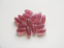 15 stuks  Ovaal ronde paars-rode kraal 14 x 6 mm Gat: 1 mm