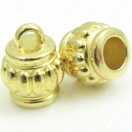 1 x DQ metaal eindkapje goud kleur ca. 12 x 10mm Ø5mm, oogje 1,5mm (Nikkelvrij)