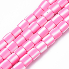 20 x handgemaakte polymeer klei kralen hot pink 6,5 x 6mm gat: 1,2mm column