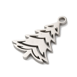 1 x Anti-Tarnish RVS 201 Kerstboom bedel Laser Cut, 17 x 12 x 1mm oogje:  1,2mm