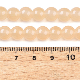 20 x Imitatie jade glaskralen rond 8 x 7 mm – gat 1,2 mm – Navajo White