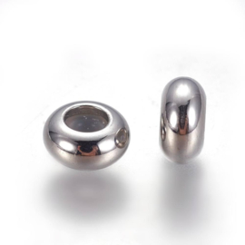 RVS 304 smart bead stopper ca. 6 x 3mm gat 3mm (rubber gat Ø2mm)