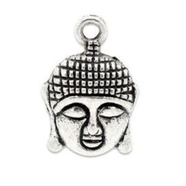 2 x Metalen Bedel Buddha Antiek Zilver 22x15 mm