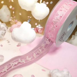 50 cm Luxe satijnlint organzalint c.a 40 mm breed licht roze baby shower