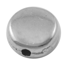 20 x tussen cijfer en letter kraal 7mm acryl  gat: 1mm zilver