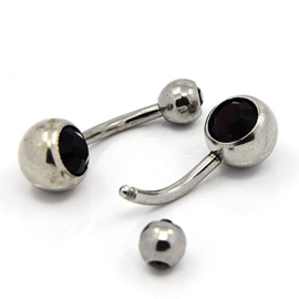 RVS Navel piercing met kristal  24x8mm  1,6mm Yet