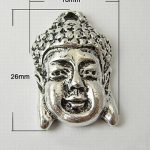 2 x Buddha hanger Tibetaans zilver 18 x 26 x 6mm oogje: 2mm