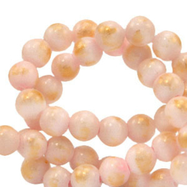 10 x  Natuursteen kralen Calciet 6mm Peach pink-gold gat: Ø1.5mm