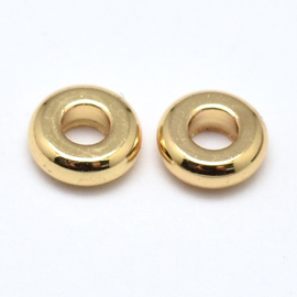 10 x DQ metalen kralen 6 x 2mm gat: 2mm goudkleur  (nikkelvrij)