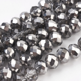 10 x Briolette kristal kraal 8 x 6 mm gat 1~1,4mm zilver