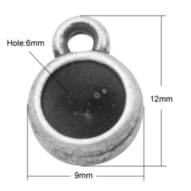 1 x Houder Puntsteen Settings DIY één oog Oud Zilver ca. 12 x 9 x 6mm (voor puntsteen SS29 c.a. 6mm)