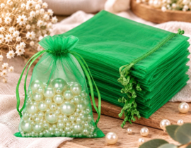 Ca. 100 x Organza zakjes 10 x 15 cm – groen