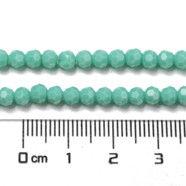1 x Glaskralen streng facetgeslepen rond 4 mm – gat 0,7 mm – Medium Sea Green
