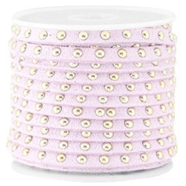 20 cm Imi. Suède leer 5mm met studs goud Lilac purple