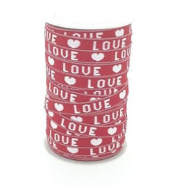 1 meter festival tekst lint met tekst "love" Red-white 10mm