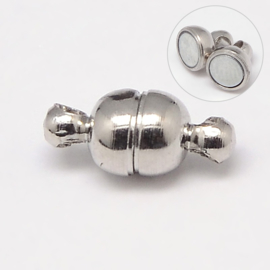 2 x  Magneetsluiting  5 x 11mm gat: 1mm platinum kleur (NIkkelvrij)