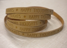 20 cm Plat imi leer 10mm met quote -  Happy thoughts -Camel brown ♥