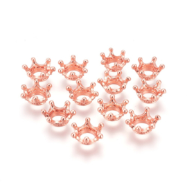 10 stuks kralenkapjes kroontje Rose gold 13x6mm, gat: 6mm