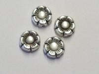 10 x  antiek zilver kleur metallook acryl margrietje 10 mm