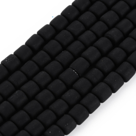 40 x handgemaakte polymeer klei kralen zwart 6,5 x 6mm gat: 1,2mm column