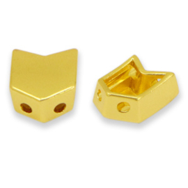 2 x metalen Tile beads arrow Gold ca. 11x8mm (Ø1.3mm)