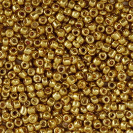 20 gram Glaskralen Rocailles 12/0 (2mm) Metallic shine yellow gold