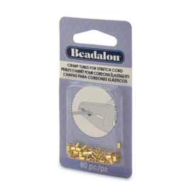 80 x Beadalon DQ Knijpkralen voor elastiek 0.7 of 0,8mm goudkleur