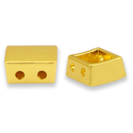 2 x metalen Tile beads square Gold  ca. 8x8mm (Ø1.2mm)