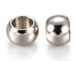 50 x RVS 316 Chirurgisch roestvrijstalen knijpkralen rondel 2 x 1,5 mm – gat 1 mm – RVS kleur