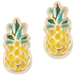 2 x Floating Charms Ananas Goud 10x5 mm