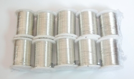 Rol met 10 meter Zilverkleurig metaaldraad 0,3mm (pakketpost) (Nikkelvrij)