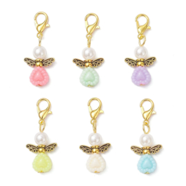 1 x Geluksengeltje met clip 33 mm – pastel kleur – goudkleur