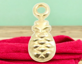 2 x DQ metaal hanger ananas 5 x 12mm Ø1,5mm rose goud kleur (Nikkelvrij)