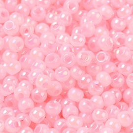 20 gram Glaskralen rocailles Ceylon 4 x 3 mm – gat 1,2 mm – Pink