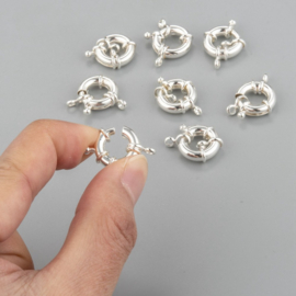 Sterling zilver 925 plated messing veerslotje, boeisluiting 15 x 5mm oogje: 2mm (nikkelvrij)